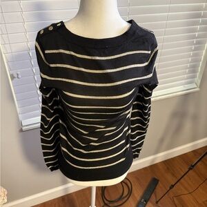 Ann Taylor Black Sweater with White Accents